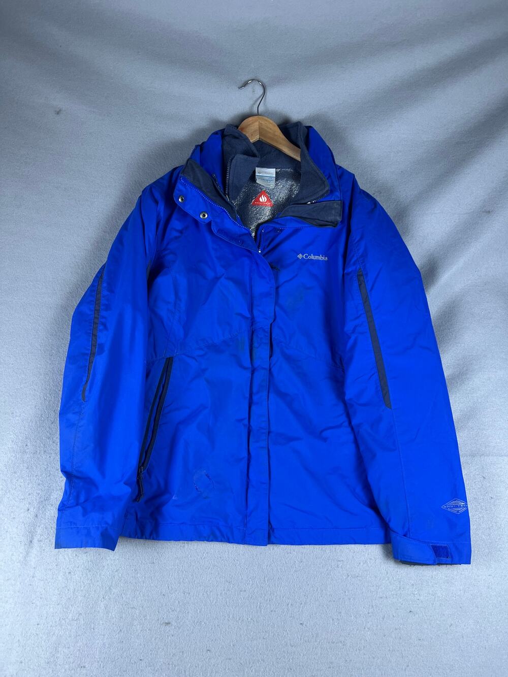 Columbia Interchange Jacket Womens XL Blue Omni-Tech Waterproof Outdoor Hiking